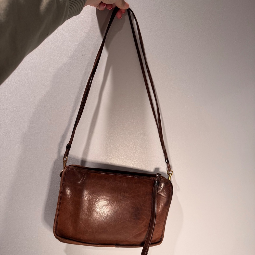 Vintage 90's Coach Leather Shoulder Clutch Bag Dark Brown Purse #0132 - Picture 4 of 16